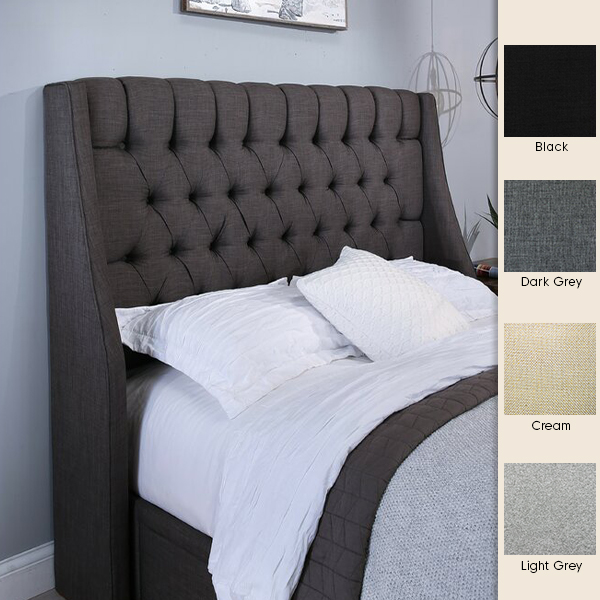 Victoria Deep Button Linen Headboard with Lower Arch Wings - Lifestyle Home