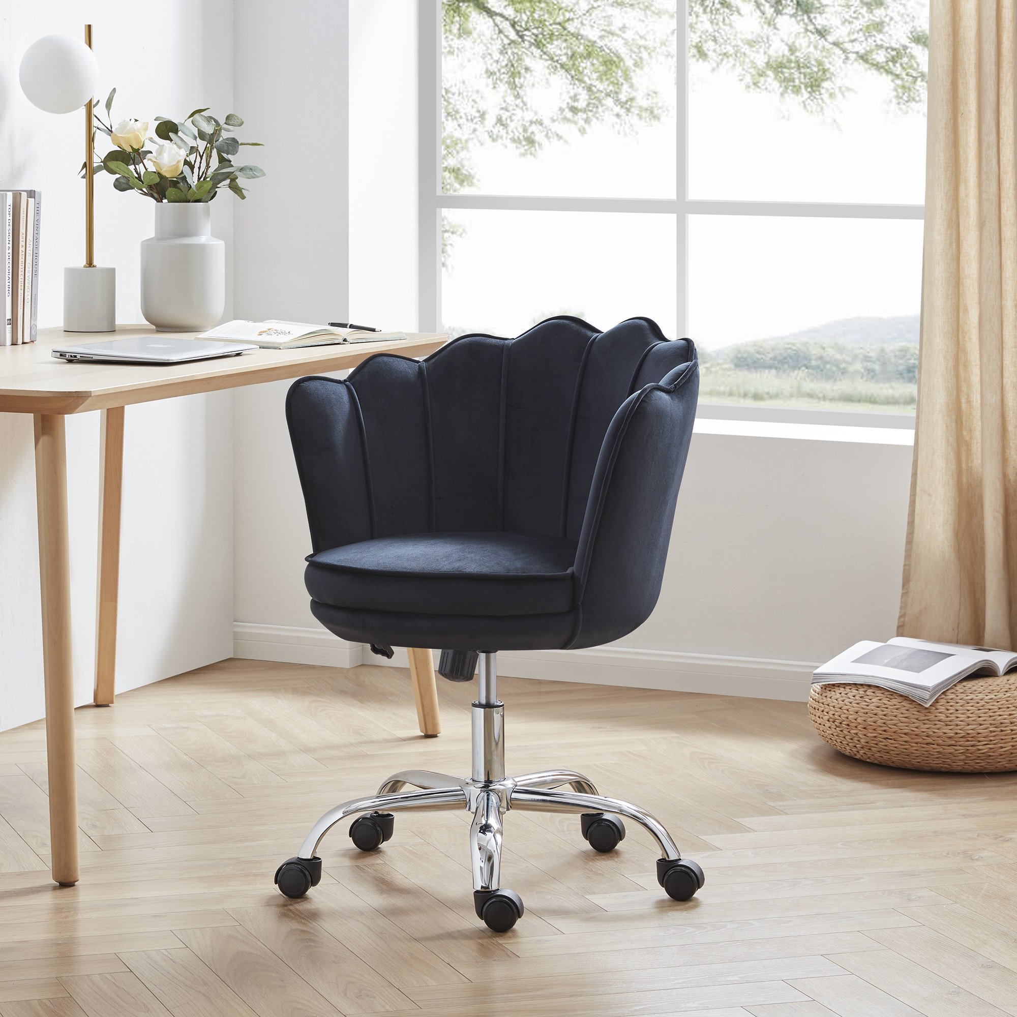 Black velvet computer discount chair