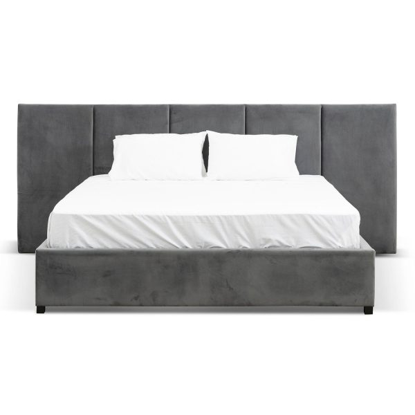 Brooklyn Grey Charcoal Velvet Headboard Base