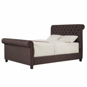 Knight Rolled Tufted Upholstered Sleigh Bed