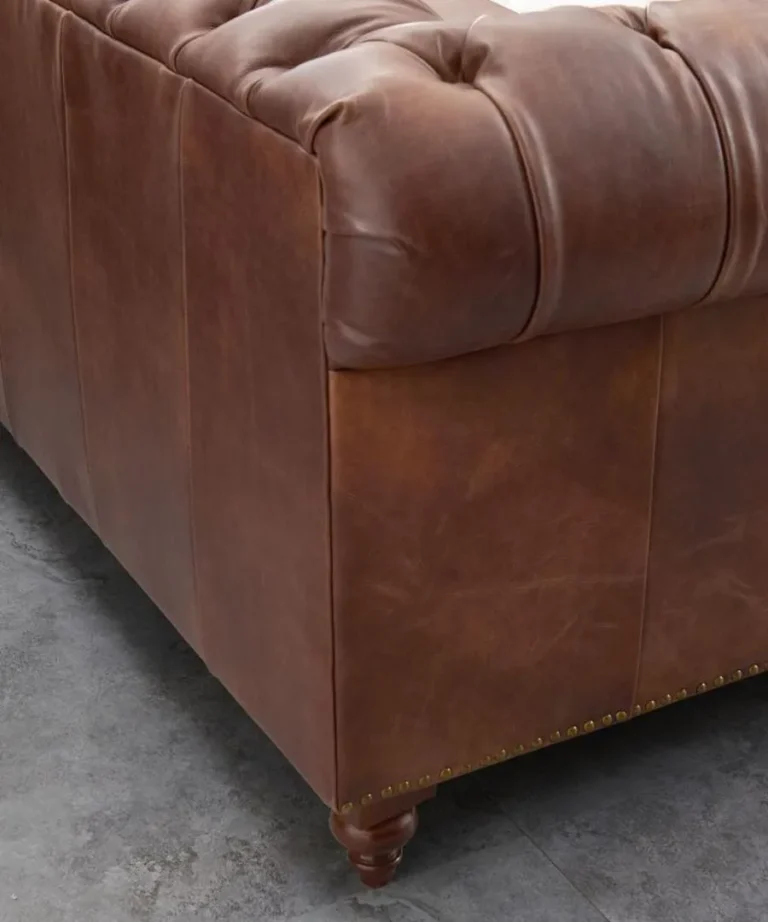 Chesterfield Brown Euro Leather 3 Seater Sofa Couch – Lifestyle Home