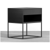 June Modern Wood and Steel Pedestal in White, Side profile of the June pedestal showing the steel frame
