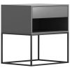 June Modern Wood and Steel Pedestal in White, Side profile of the June pedestal showing the steel frame
