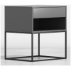 June Modern Wood and Steel Pedestal in White, Side profile of the June pedestal showing the steel frame