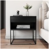 June Modern Wood and Steel Pedestal in White, Side profile of the June pedestal showing the steel frame