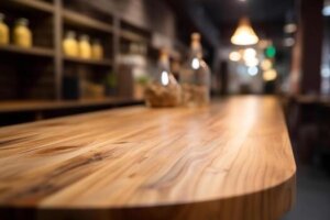 empty-wooden-table-top-and-blurred-bar-interior-on-the-background-copy-space-for-your-object-product-food-or-drink-presentation-generative-ai-photo